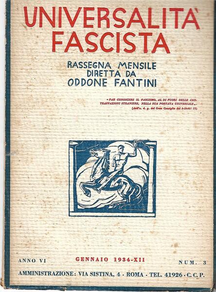 UNIVERSALITA' FASCISTA - ANNO VI N.3 - GEN 1934