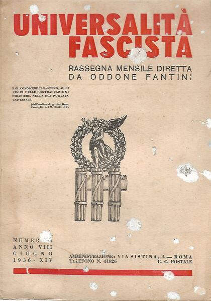 UNIVERSALITA' FASCISTA - ANNO VIII N.8 - GIU 1936