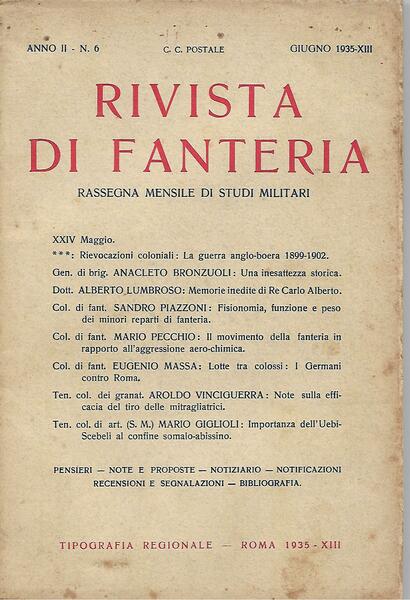 RIVISTA DI FANTERIA - ANNO II - N. 6 - …