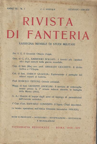 RIVISTA DI FANTERIA - ANNO III - N. 1 - …