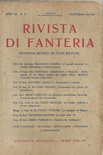 RIVISTA DI FANTERIA - ANNO III - N. 11 - …