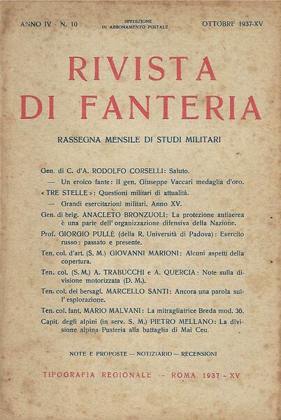 RIVISTA DI FANTERIA - ANNO IV - N. 10 - …