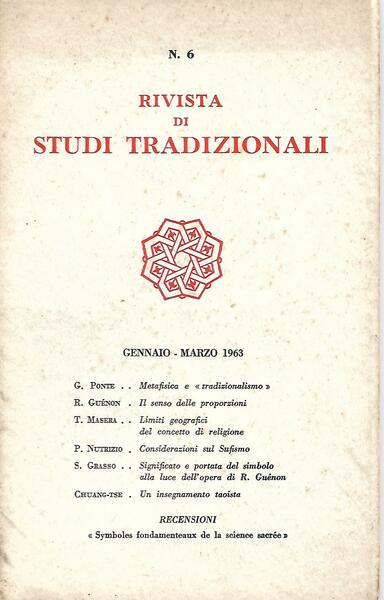 RIVISTA DI STUDI TRADIZIONALI - N.6 - GEN/MAR 1963