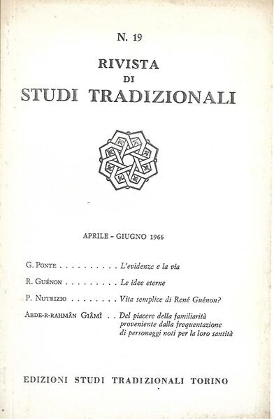 RIVISTA DI STUDI TRADIZIONALI - N.19- APR/GIU 1966