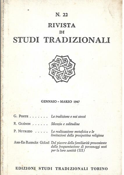 RIVISTA DI STUDI TRADIZIONALI - N.22- GEN/MAR 1967