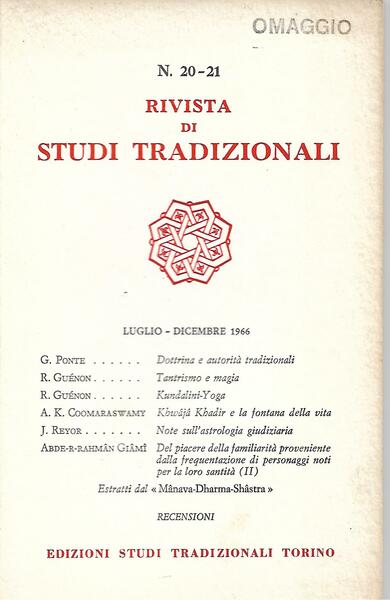 RIVISTA DI STUDI TRADIZIONALI -N.20-21 LU/DIC 1966