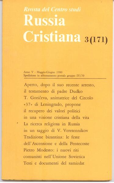 RUSSIA CRISTIANA N.S. ANNO V N. 3 MAG/GIU 1980