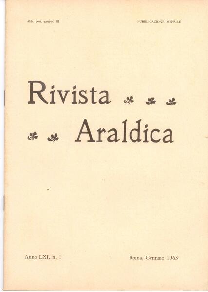 RIVISTA ARALDICA 1963 - LXI (ANNATA COMPLETA)