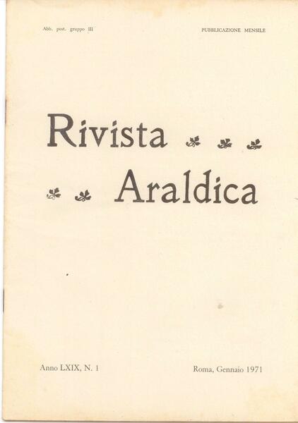 RIVISTA ARALDICA 1971 - LXIX (ANNATA COMPLETA)