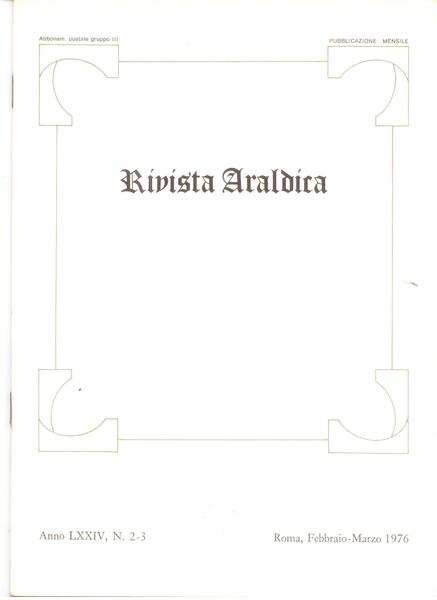 RIVISTA ARALDICA N. 2-3/1976 ANNO LXXIV