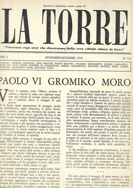 LA TORRE - MENSILE - ANNO I-1970 - N. 7/8 …