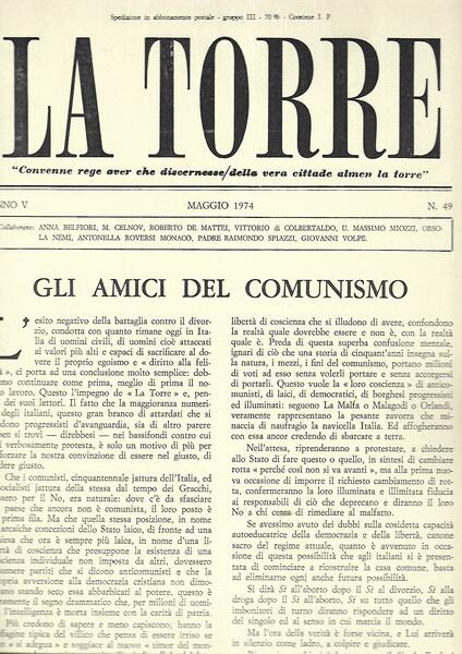 LA TORRE - MENSILE - ANNO V-1974 - N. 49 …