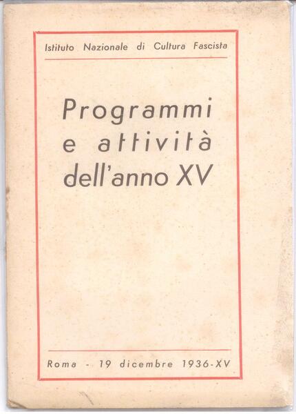 PROGRAMMI E ATTIVITA' DELL'ANNO XV