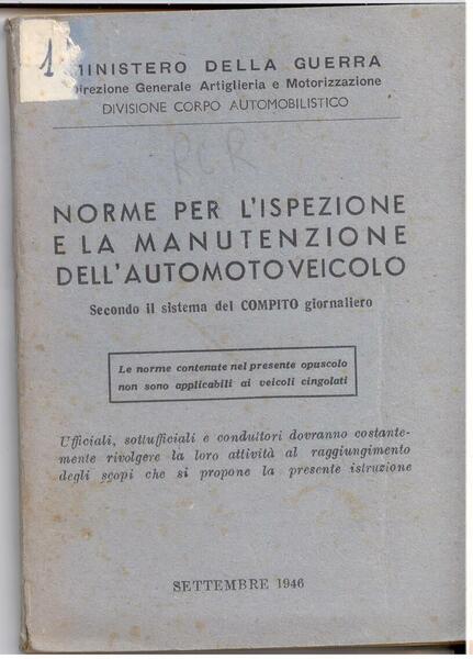 NORME PER L'ISPEZIONE E LA MANUTENZIONE