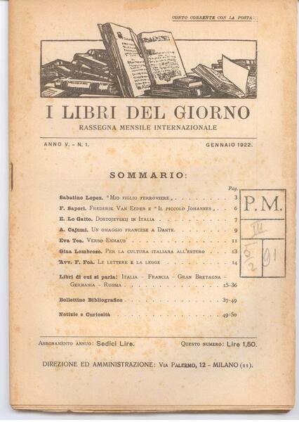 I LIBRI DEL GIORNO ANNO V (1922) - ANNATA COMPLETA