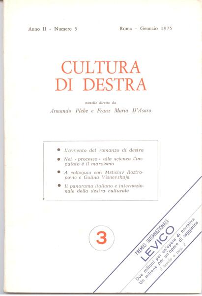 CULTURA DI DESTRA ANNO II N. 3 GENNAIO 1975