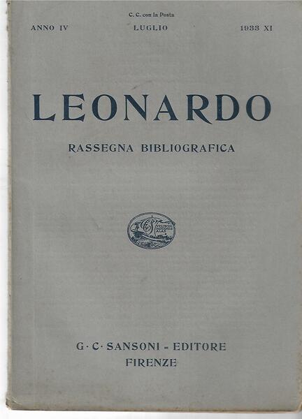 LEONARDO - ANNO IV-1933 - 4 FASCICOLI