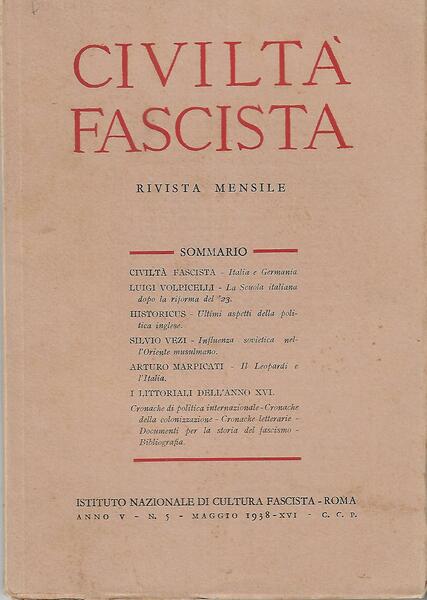 CIVILTA' FASCISTA - ANNO V N.5 - MAGGIO 1938