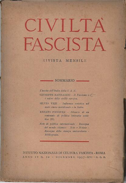 CIVILTA' FASCISTA - ANNO IV - N. 12 - DIC. …