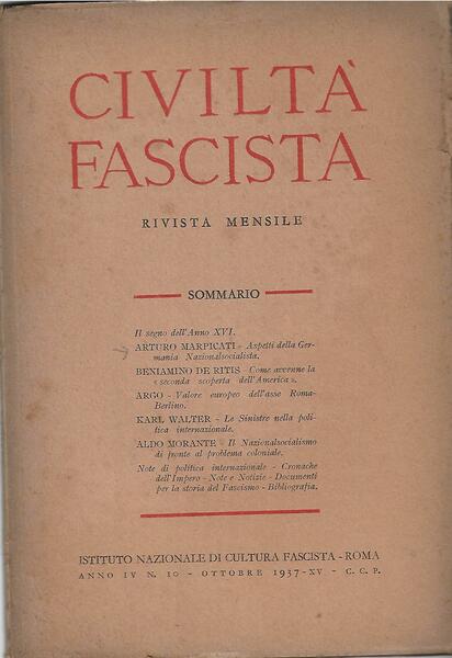 CIVILTA' FASCISTA - ANNO IV - N. 10 - OTT. …