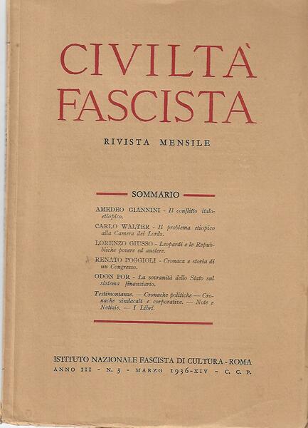 CIVILTA' FASCISTA - ANNO III - N. 3 - MARZO …