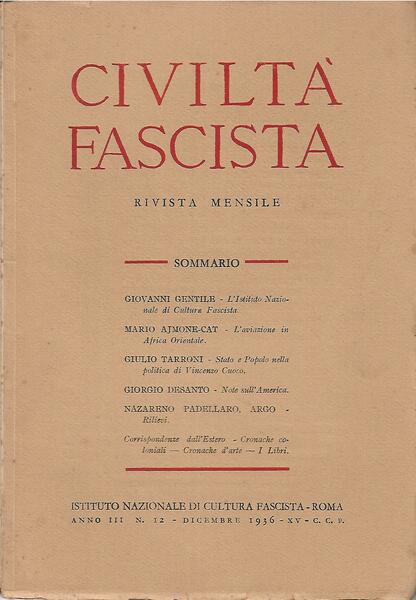 CIVILTA' FASCISTA - ANNO III - N. 12 - DIC. …