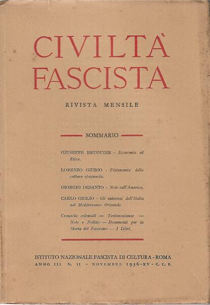 CIVILTA' FASCISTA - ANNO III - N. 11 - NOV. …