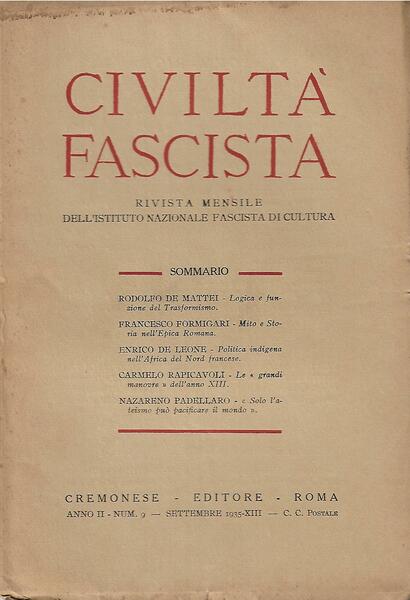 CIVILTA' FASCISTA - ANNO II - N. 9 - SETT. …