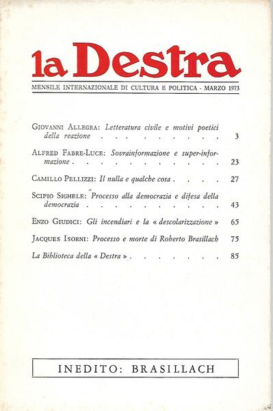 LA DESTRA - ANNO III N. 3 - MARZO 1973