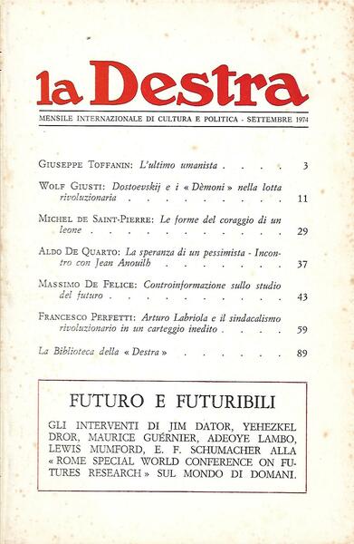 LA DESTRA - ANNO IV N. 9 SETTEMBRE 1974