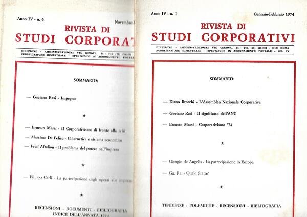 RIVISTA DI STUDI CORPORATIVI - ANNO IV-1974 COMPLE