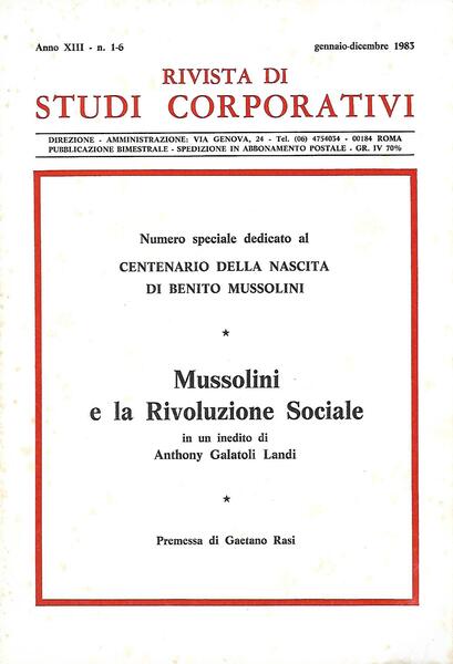 RIVISTA DI STUDI CORPORATIVI - ANNO XIII-1983