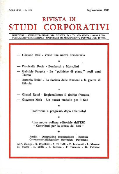 RIVISTA DI STUDI CORPORATIVI - ANNO XVI-1986