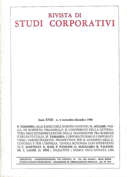 RIVISTA DI STUDI CORPORATIVI -ANNO XVIII-1988 COMP