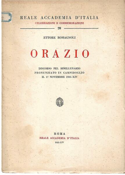 ORAZIO - discorso pel bimillenario 17 novembre 1935