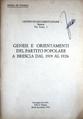 Genesi e orientamenti del Partito Popolare a Brescia dal 1919 …