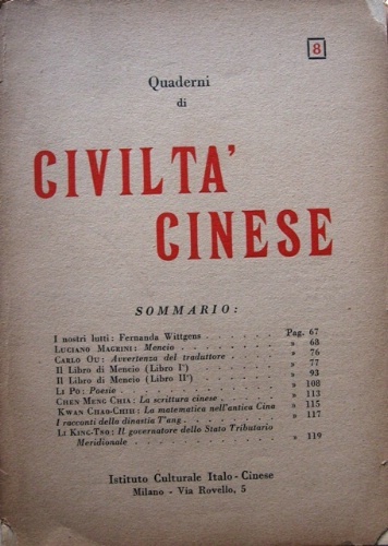 Quaderni di civiltà cinese. VIII.