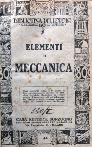 Elementi di meccanica. UNITO A: Il dilettante meccanico. UNITO A: …