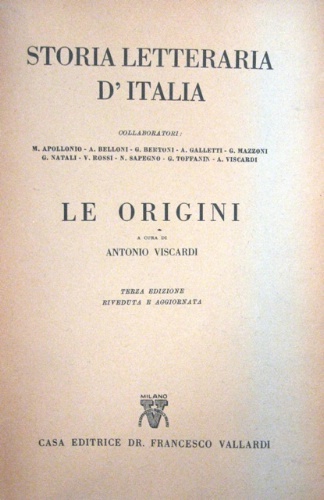 Le origini. Terza edizione riveduta e aggiornata.