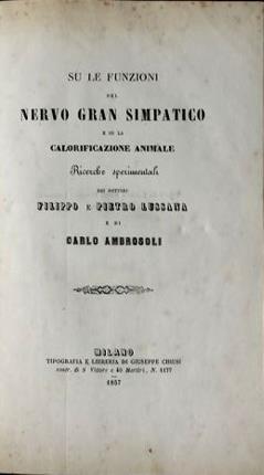 Su le funzioni del nervo gran simpatico e su la …