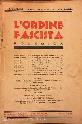 L’ordine fascista. (31 marzo - 30 aprile 1934-XII). Comitato di …