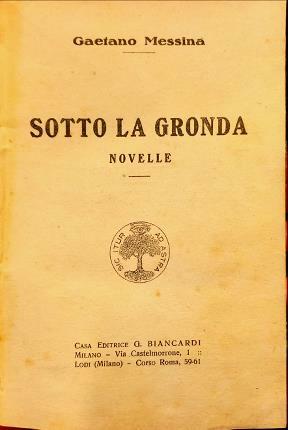 Sotto la gronda. Novelle.