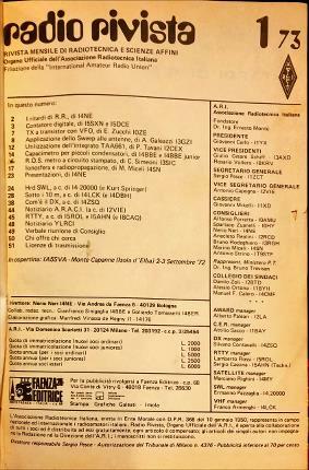 Radio rivista. 1973 – 1974. Rivista mensile di Radiotecnica e …