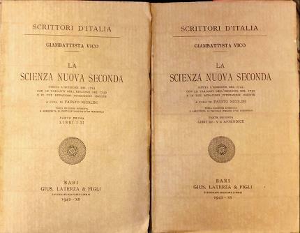 La scienza nuova seconda. Due volumi. Giusta l’edizione del 1744 …