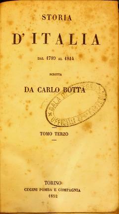 Storia d’Italia dal 1789 al 1814. Tomo terzo.