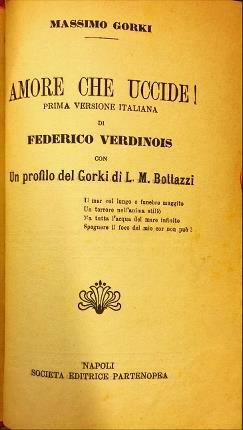 Amore che uccide ! Prima versione italiana di Federico Verdinois …