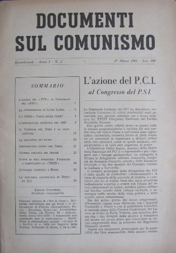 Documenti sul comunismo. Quindicinale.