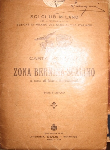 Carta sciistica della zona Bernina-Scalino. A cura di Mario Bernasconi. …