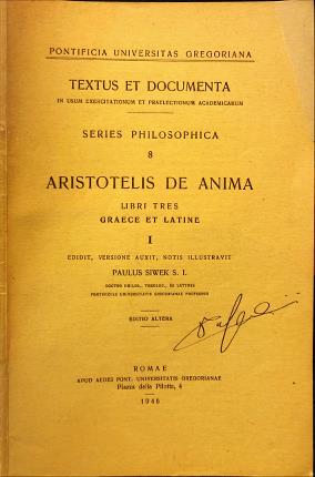 Aristotelis de anima. Libri tres graece et latine. Volume I.