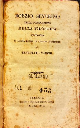 Della consolazione della filosofia.